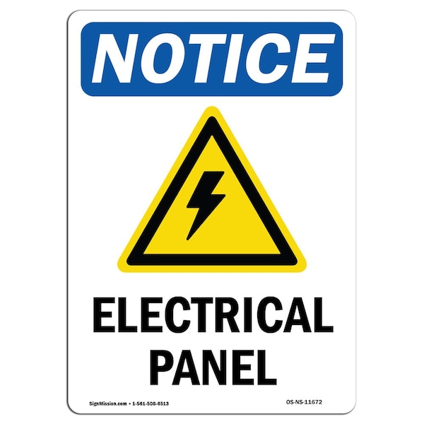 Safety Sign, OSHA Notice, 5" Height, Electrical Panel Sign With Symbol, Portrait, 10PK